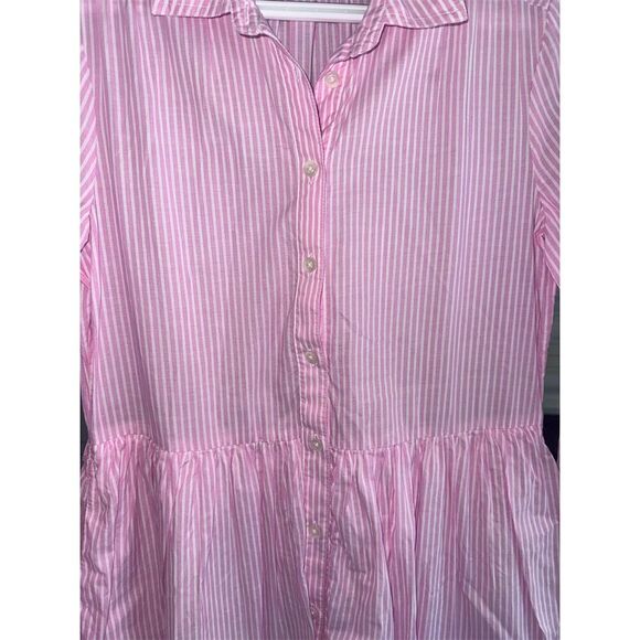 J.Crew Women's M Pink Striped Collared Midi Shirtdress Long Sleeve Size 0 - Picture 3 of 9